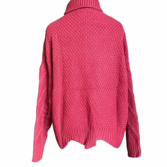 Lulus Cable Knit Turtleneck Sweater Burgundy Long Sleeve Women Size M NWT - Picture 3 of 8